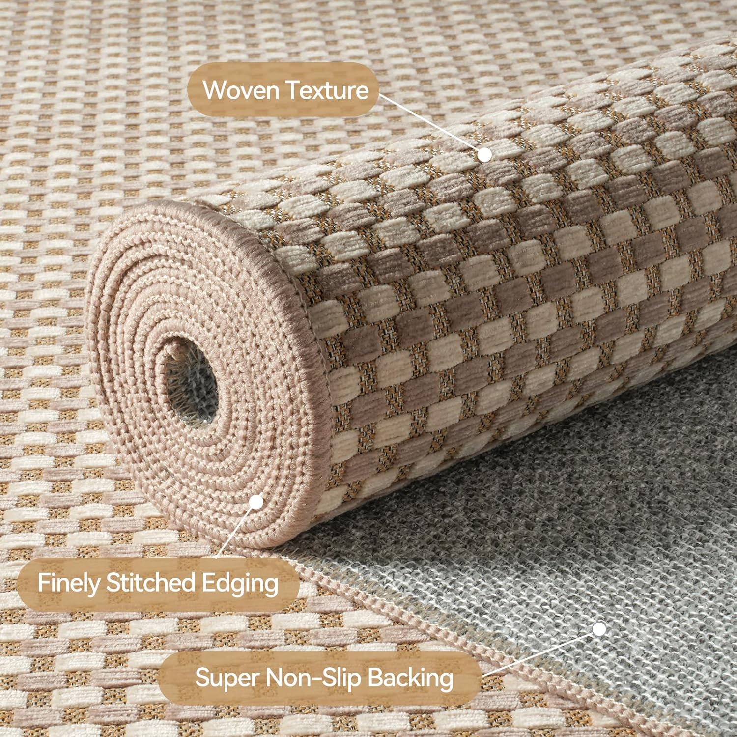 YDKGL 2x6 ft Kitchen Runner Rug Mat Non Slip Boho Woven Hallway Runner Washable, Soft Long Entryway Laundry Hall Floor Runners Rugs Carpet for Indoor Backdoor Bedroom Kitchen Living Room, Brown