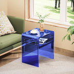 Acrylic Side Table, Royal Blue, Small | Bedside Table Nightstand, 40 x 30 x 50 cm