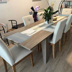 DAGONHIL Dining Chairs Set of 6, Modern Upholstered Fabric Dining Room Chairs, Armless Kitchen Chairs with Wood Legs and Padded Seat for Living Room, Bedroom, Kitchen (Beige)