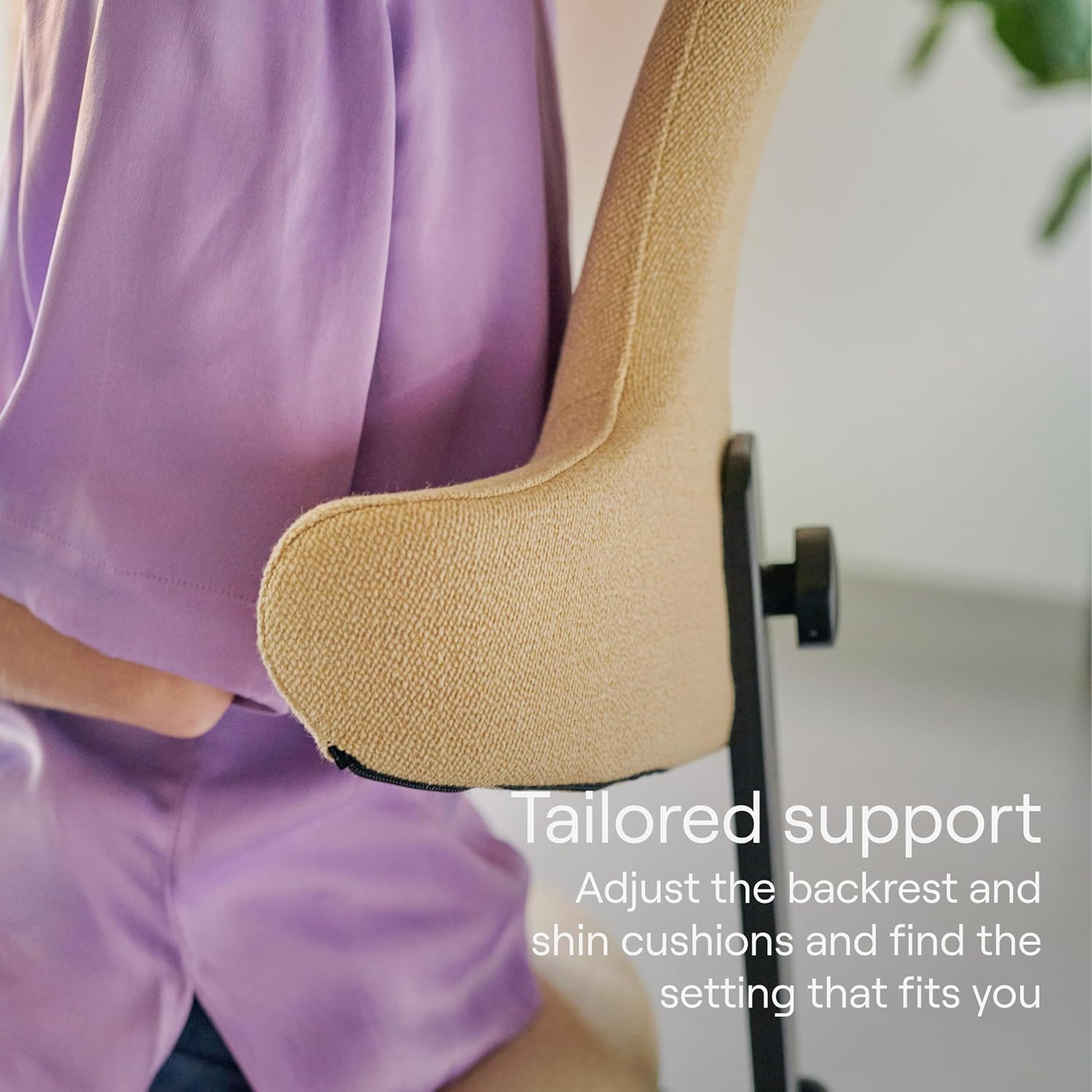 Varier Thatsit Brown/Light Green Ergonomic Kneeling Chair Height Adjustable with Backrest and Beech Wooden Frame for Active Sitting - 10 Year Limited Warranty