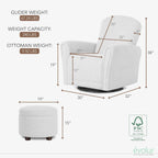 Evolur Vienna Swivel Glider with Ottoman, 360° Swivel, Without Nailhead Trim, Greenguard Gold & FSC-Certified, Nursery Chair in Fog Grey