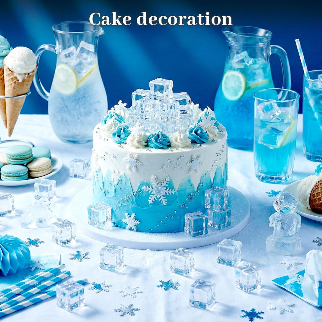 DomeStar 100PCS Clear Fake Ice Cubes, 1"x 1"x 0.8"Acrylic Fake Ice Vase Fillers Centerpiece Photography Accessories Food Props Table Scatter Decoration
