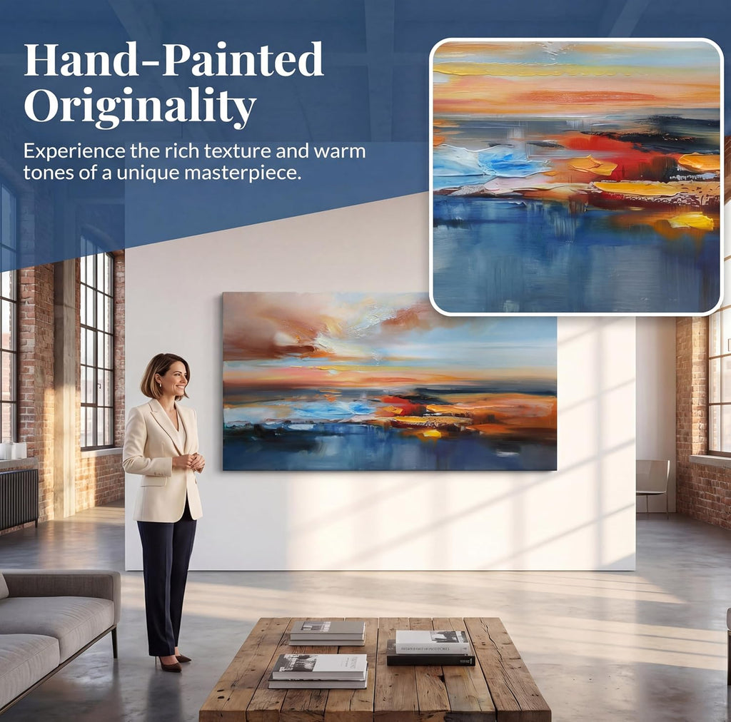 Brushart Abstract Wall Art Large Landscape Canvas Wall Art Pictures Paintings Wall Decor Living Room Textured Artwork for Dining Room Walls Bedroom Home Office, 48"x24"
