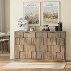 ONBRILL 61" Sideboard Buffet Cabinet with Storage, Large Coffee Bar Cainet with Doors and Drawers, Wood Credenza Console Cabinet Buffet Table for Kitchen Living Room Entryway (Washed Grey)