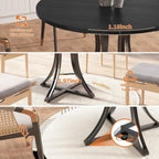40 Inch Round Dining Table for 4 People, Modern Farmhouse Kitchen Table, Adjustable Feet, Circle Wood Dinner Table for Dining Room, Living Room, Apartment, Easy Assembly