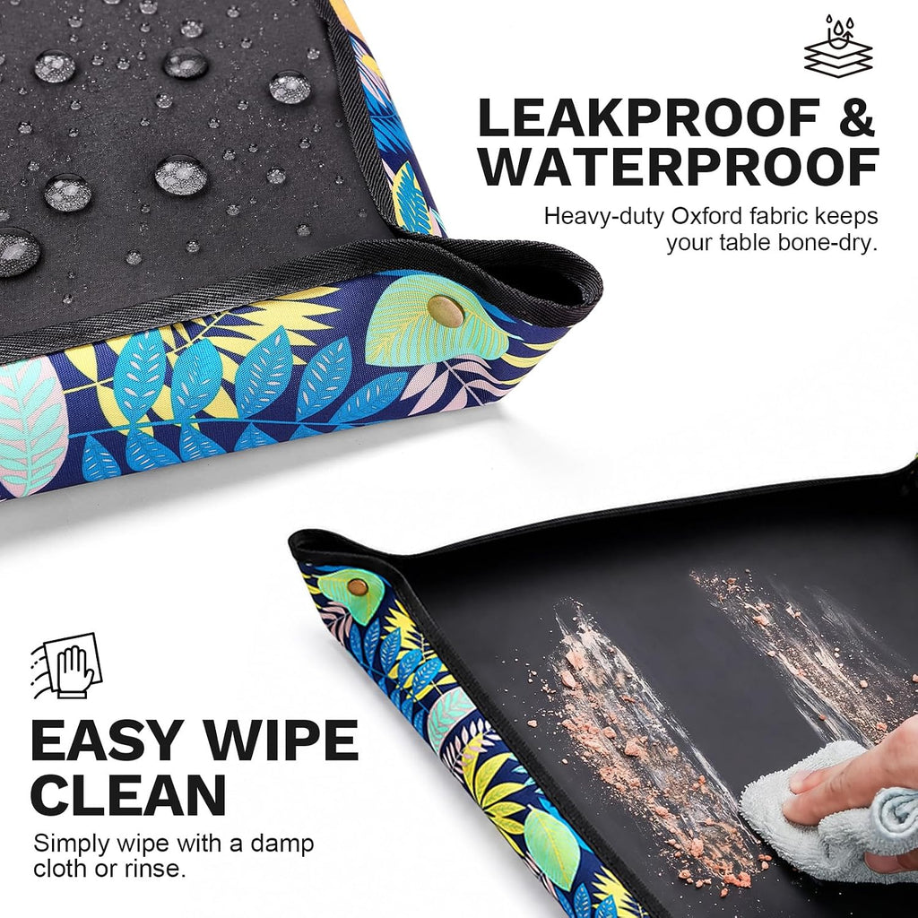 LIHAO Repotting Mat for Indoor Plants, 29.5 x 29.5 Inch Waterproof Oxford Potting Tray with Mess Control, Foldable Transplanting Tarp Gardening Gifts