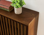 LKTART Mid Century Modern Sideboard Buffet Storage Cabinet, Narrow Credenza Entryway Cabinet with 2 Doors,Media Console Table for Living Room,Hallway-Walnut,2 Piece