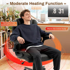 Massage Office Chair, 500LBS Ergonomic Rocking Executive Desk Chairs with 4 Points Vibration&Heat,Padded Flip-up Armrests for Big and Tall Office Chair,Swivel Computer Chair Thicken, PU Black