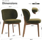 YOUNIKE Dining Chair with High Back Set of 8 Mid Century Modern Kitchen Chair Boucle Fabric Upholstered Armless Accent Chair 20" Wide Padded Seat with Wooden Legs for Living Room Bedroom Olive Green