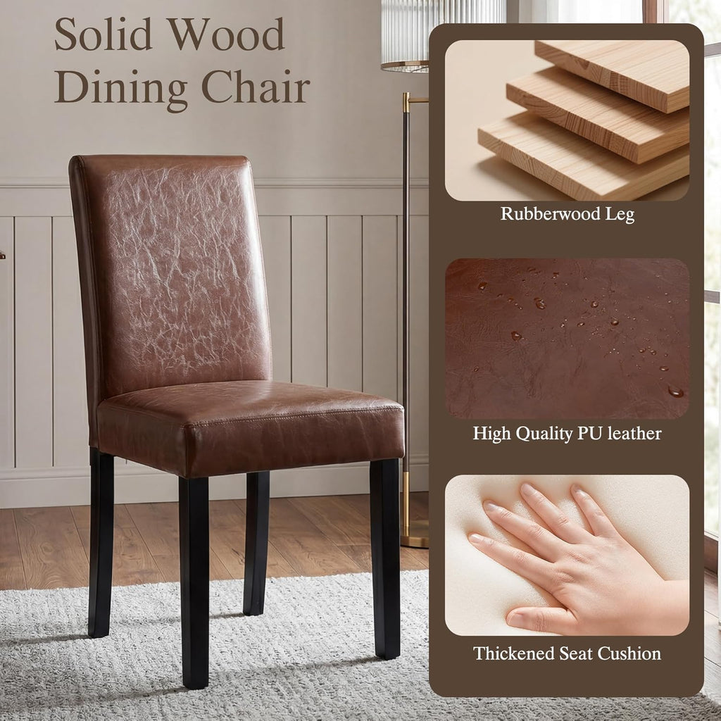 LSSBOUGHT Modern Dining Chair Urban Style Linen Kicthen Chairs with Solid Wood Legs for Dining Room and Restaurant (Brown, Set of 6)