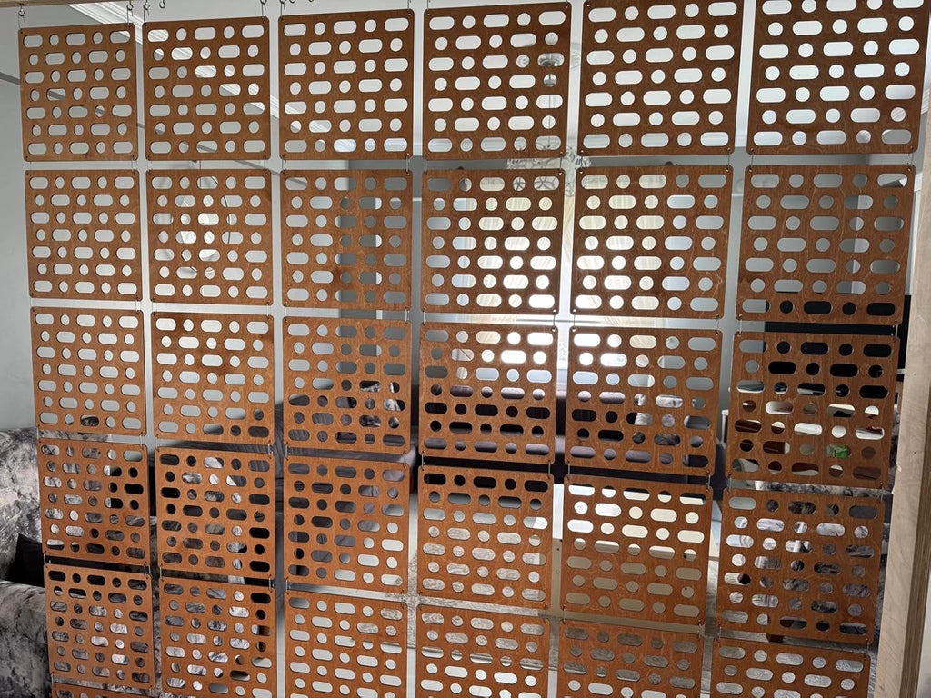 Teak Hanging Room Divider Panels, Set of 12
