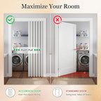 SmartStandard 24" x 80" Accordion Doors Interior, Double Walled Accordion Folding Doors for Closet, PVC Accordian Door for Doorway Bathroom Basement, Easy to Assemble, Space Saving, White