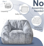 Hobestluk Bean Bag Chair Plush Accent Chair Armrest Living Room Adult Grey | Memory Foam Filled,Oversized Large Cozy Comfy Plush Chair,Lazy Sofa,Armrest,Living Room Bedroom Dorm,Washable cover