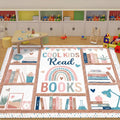3.3 x 3.9 ft Boho Classroom Rug Library Reading Rug Calming Corner Mat Bookshelf Mental Health Area Washable Non Slip Soft Fluffy Carpet for School Bedroom Living Room Playroom