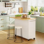 JY QAQA 39" Kitchen Island on Wheels with Storage Cabinet Kitchen Cart Cabinet with Shelves, Cart Handle for Towel Rack or Free Mobility, Portable Islands for Kitchen, White