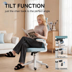 Ergonomic Office Chair with Adjustable Lumbar Support and Headrest, High Back Mesh Desk Chair for Home Office,Flip-Up Arms 90-120° Tilt Lock Rolling Swivel Task Chairs (White-Blue6065)