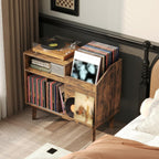 MAHANCRIS Record Player Stand with Vinyl Storage, Large Turntable Stand Cabinet Holds up to 250 Albums, Mid Century Record Storage for Living Room, Bedroom, Rustic Brown MSRB0201