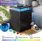 4-Piece Modern Living Room Table Set, Includes High Gloss 70" Fireplace TV Stand, 47" LED Coffee Table and 15" End Tables Set of 2 with Storage Drawers, Black
