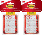 Command Decorating Clips, 40 Clips and 48 Strips, Damage-Free Hanging Light Clips with Adhesive Strips, No Tools Small Wall Clip for Hanging Lights and Cables (Pack of 2)