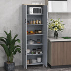 72" Freestanding Kitchen Pantry, 4-Door Storage Cabinet Organizer with Adjustable Shelves, Kitchen Cabinet with Doors and Shelves, Gray