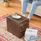 Wooden Storage Chest,Rustic Trunk Box,Storage Box for Living Room, Bedroom, Entryway,Dark Brown (S)