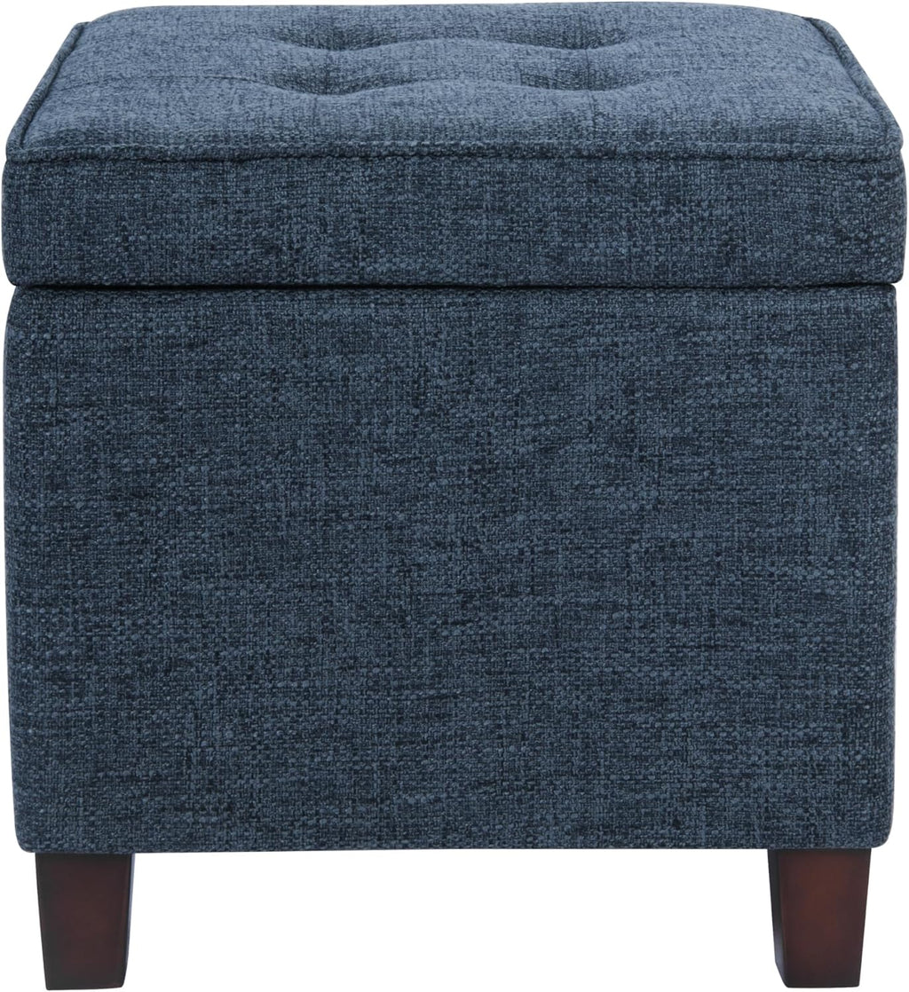 Homepop Square Tufted Storage Ottoman - Dusty Navy