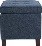 Homepop Square Tufted Storage Ottoman - Dusty Navy
