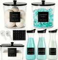 6 Pack Laundry Pods Containers & Dryer Sheet Holder & Laundry Detergent Dispenser, Laundry Room Organization and Storage Jars with Lids, Labels and Scoops for Scent Booster, Powder, Pods