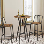 YATINEY Bar Table, 2-Tier Round High Top Table, Pub Table, Home Bar Counter Height Tables, Bistro Tables, for Kitchen, Living Room, Meeting Room, Pub, Rustic Brown and Black BT03BR