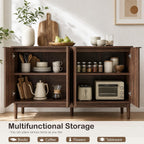 Otterease Fluted Cabinet with Storage, Small Buffet Cabinet Sideboard with Door, Kitchen Buffet Storage Accent Cabinets with Adjustable Shelves for Living Room, Entry, Hallway,Wlanut