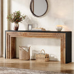 Tribesigns 70.9-Inch Long Console Table, Farmhouse Narrow Wooden Sofa Table Behind The Couch for Living Room, Entryway, Hallway, Foyer, Black + Natural Wood Color
