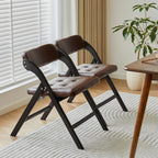 Wooden Folding Chairs Set of 2, Modern Folding Chairs with Padded Seats, Folding Dining Chairs, Padded Folding Chair for Party Chairs, Weddings, BlackBrown