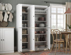 Palace Imports Solid Wood Tall Kitchen Pantry Cabinet - 71.5" H x 48.5" W – Wooden Storage Cabinet w/ 6 Shaker Doors & 8 Adjustable Shelves – White, 100% Renewable Eco-Friendly Wood, Made in Brazil