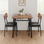 IDEALHOUSE Small Dining Table Set for 2, 3-Piece Dining Set with Storage Rack, Wood Kitchen Table with Upholstered Chairs, Square Table Set with Metal Legs Support, for Dining Room, Living Room, Brown
