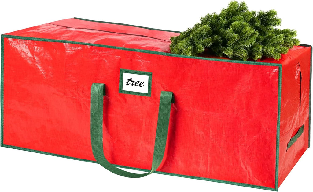 FUCDTEFC 9 Ft Christmas Tree Storage Bag, Large Heavy Duty Artificial Tree Bag with Reinforced Handles and Dual Zippers, Extra Large Waterproof Durable Storage Container for Xmas Trees (Red)