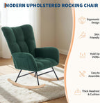 GarveeLife Nursery Rocking Chair,Teddy Upholstered Padded Seat Rocking Chair with High Backrest,Modern Accent Recliner for Living Room, Bedroom, Cozy Reading