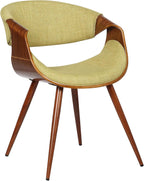 Armen Living Butterfly Mid-Century Dining Chair in Walnut Finish and Green Fabric - Set of 4