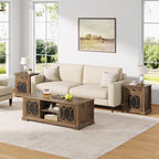 Living Room Table Sets 4 Piece Includes TV Stand, Farmhouse TV Stand for 65Inch TV, Rectangular Coffee Table with Storage, Two End Table with Drawer, Rustic Brown