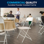 Flash Furniture Hercules Set of 10 Indoor/Outdoor Heavy-Duty Plastic Folding Chairs, Foldable Commercial Stacking Chairs with 650-lb. Static Weight Capacity, White