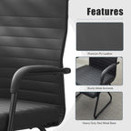 Okeysen Office Guest Chairs Set of 4, Modern Leather Reception Chairs with Mid Back & Sled Base, No-Wheel Desk Chairs for Waiting Room & Conference Room
