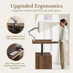59 Inch Standing Desk with Storage Drawers, Executive Electric Height Adjustable Desk with Keyboard Tray, File Cabinet and AC/USB, Fluted Stand Up Desk with Privacy Panel, Black Walnut