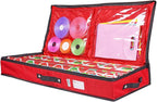 Wrapping Paper Storage Container | Under Bed Gift Wrap Organizer for 30 Inch Rolls | 31”x13.5”x4.5” | 600D Oxford Material | Box Holder with Pockets for Ribbon, Bows, and Accessories (Red)