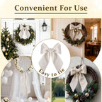 2 Pieces Wreath Sash for Front Door Natural Burlap Sash Wreath Accessories for Wedding Party Holiday Christmas Halloween Yard Outdoor Decoration