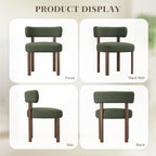Wooden Dining Chairs Set of 2, Upholstered Kitchen Chairs with Solid Wood Legs, Mid Century Dining Room Chair with Ergonomic Curved Backrest for Kitchen Dining Vanity, Green
