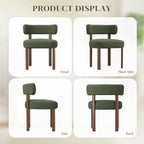 Wooden Dining Chairs Set of 2, Upholstered Kitchen Chairs with Solid Wood Legs, Mid Century Dining Room Chair with Ergonomic Curved Backrest for Kitchen Dining Vanity, Green