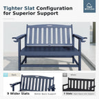 MFSTUDIO 50 Inches HDPE Outdoor Bench, Weatherproof Garden Benches, 2-Person Patio Bench for Outside with 700 lbs Weight Capacity, Perfect for Porch, Backyard and Park, Navy