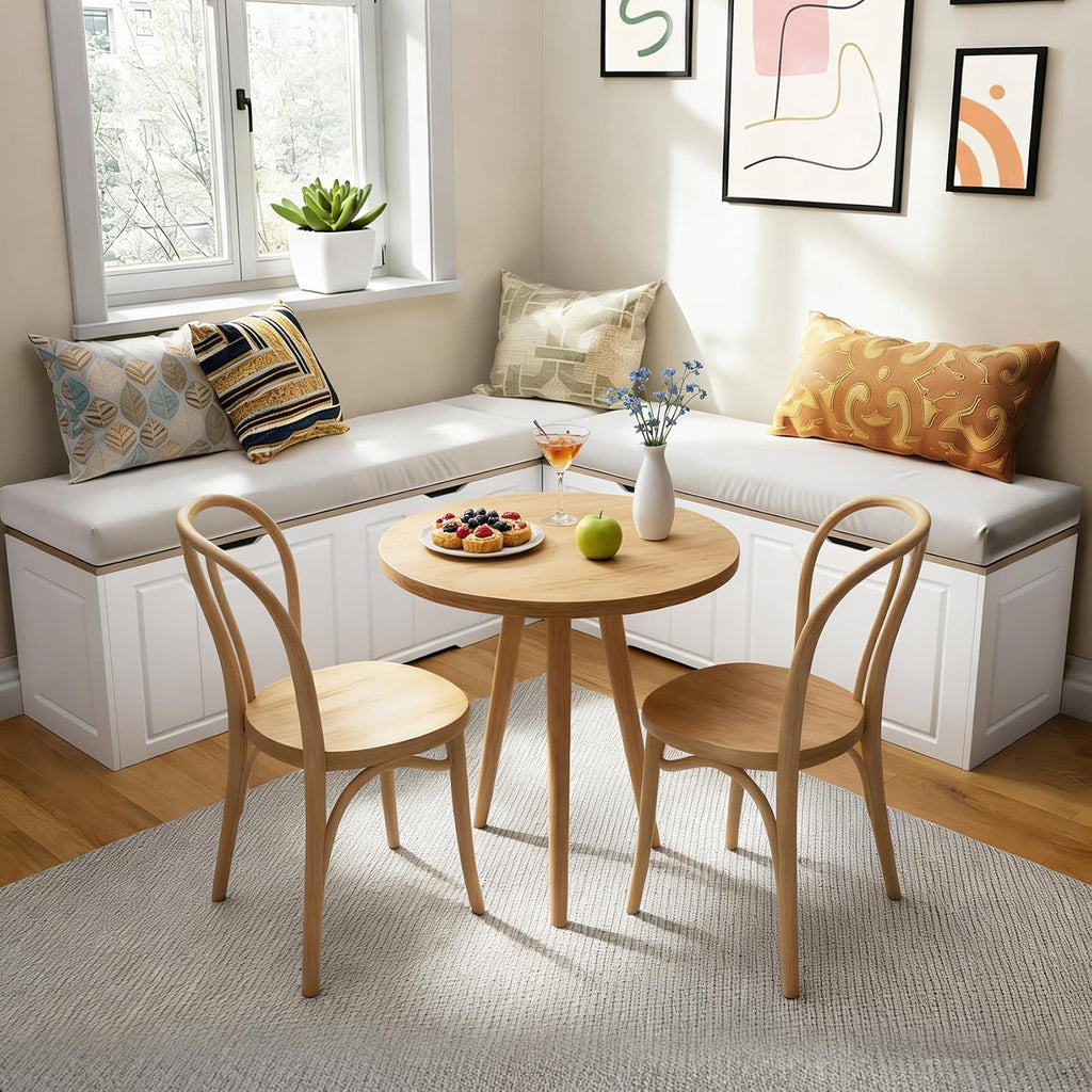 L-Shaped Kitchen Breakfast Nook Bench with Hidden Storage Space, White and Walnut Colors, Backless Wood Corner Bench with Cushion Seat, 63IN x 15.7IN x17.7IN(Two Packages Delivered)