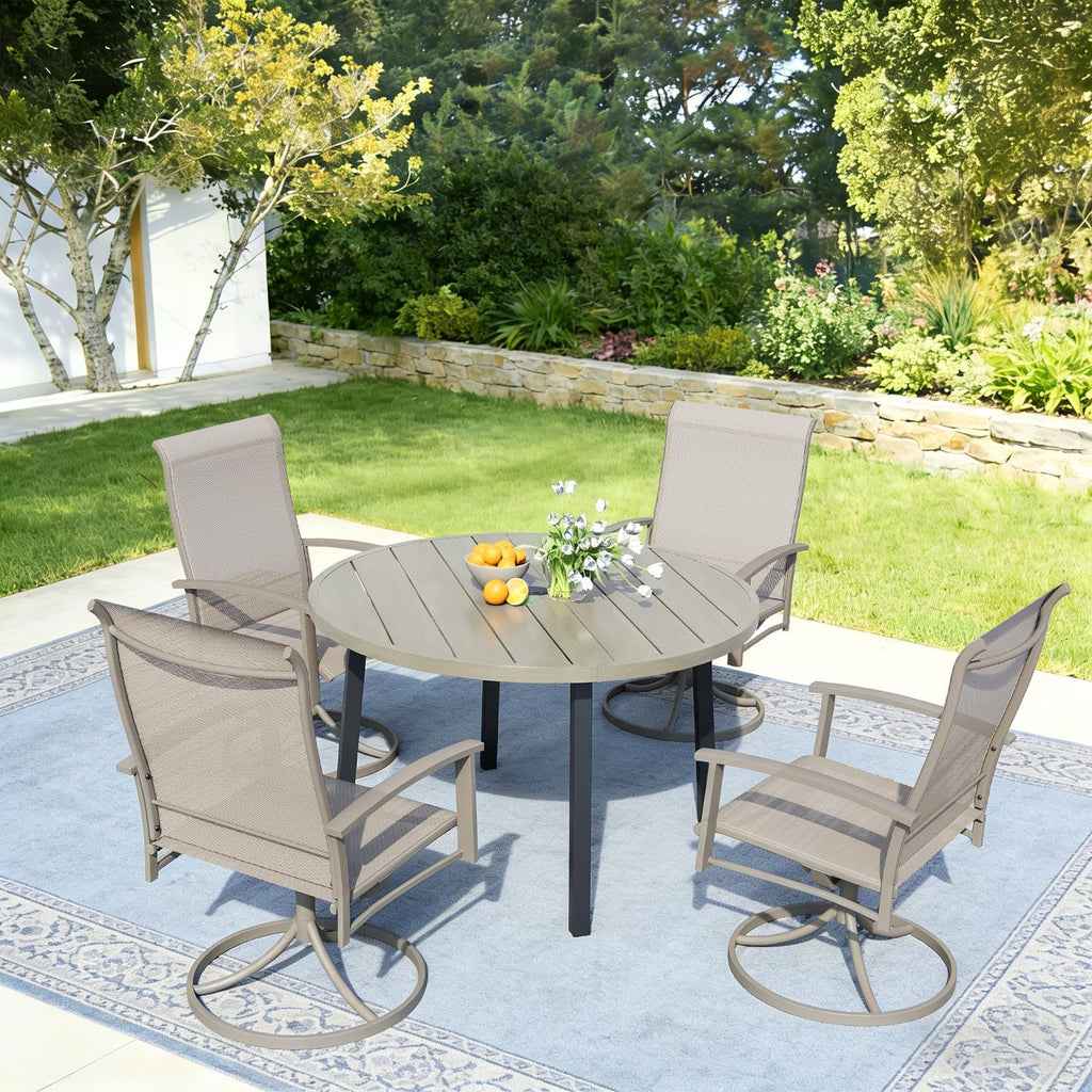 Outdoor Swivel Rocker Dining Chair Set of 2, All Weather Patio Dining Chair with Textilene High Back and Metal Frame, Backyard, Lawn Garden and Deck Porch Patio Furniture Set