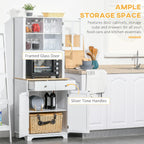 Freestanding 67" Kitchen Buffet with Hutch, Pantry Cabinet with Microwave Stand, Adjustable Shelf, 2 Drawers, Cupboard, White,15.5 * 26.8 * 67