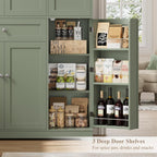 HOSTACK 68" Tall Kitchen Pantry Storage Cabinet, Modern Kitchen Hutch Cabinet with Doors and Shelves, Freestanding Food Pantry with Large Storage Drawer for Dining Room, Living Room, Green